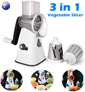Multifunction Vegetable Slicer Cutter Grater Manual Food Chopper Machine 3-Blade - Picture 1 of 12