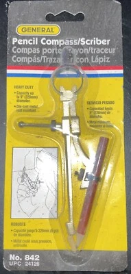 General Tools Precision 9" PENCIL COMPASS Protractor & Pencil Included 842 NOS - Image 1 of 4