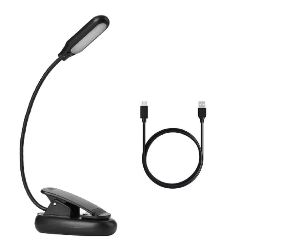 LED Reading Book Light With Flexible Clip USB Rechargeable Lamps for Reader US
