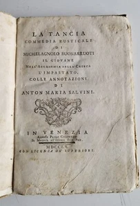 1760 - LA TANCIA - COMMEDIA RUSTICALE DI MICHELAGNOLO BUONARRUOTI - Imagen 1 de 15
