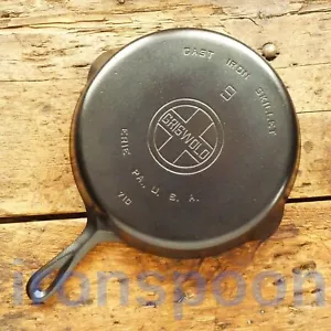 Vintage GRISWOLD Cast Iron SKILLET Frying Pan # 9 LARGE BLOCK LOGO - Ironspoon - Picture 1 of 12