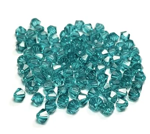 5301 5328 Swarovski Elements Kristall Doppelkegel Perlen Blau Zirkon 4 mm 200 Stück - Bild 1 von 1