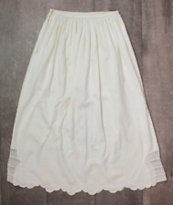 VTG Women's Antique Edwardian Early 1900s White Cotton Under Skirt W/ Lace S/M