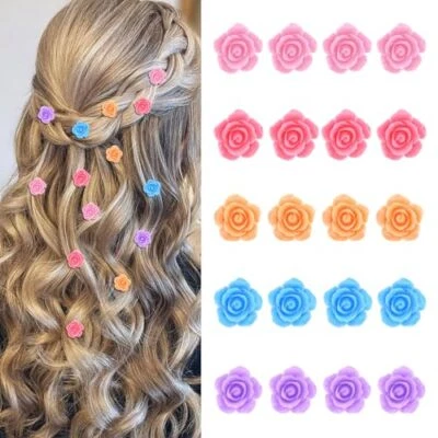  Mini Rose Flower Hair Clips and Barrettes - 20Pcs Cute Small Colorful Hair  - Image 1 of 4