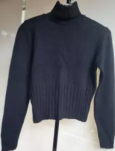 KOOKAI BLACK ROLLER NECK KNITTED JUMPER MODAL/COTTON MIX S 10/12 MADE IN FRANCE - Picture 1 of 10