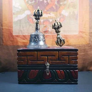 Gandhanra Vintage Vajra & Glocken Set, tibetischer Buddhismus (Vajrayana) Ritual Implementier - Bild 1 von 12