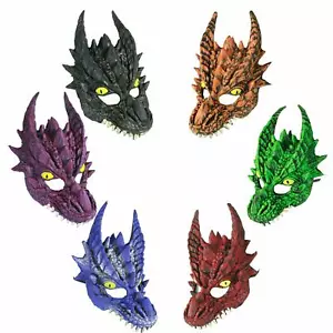 Adult Dragon Mask Halloween Fantasy Game Of Thrones Costume Accessory Red Black - Picture 1 of 7