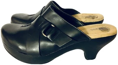 BASS & Co. "Casey" Zueco de cuero sin cordones Talla 8.5M Tacones negros Mule EUC! Foto 1 de 4
