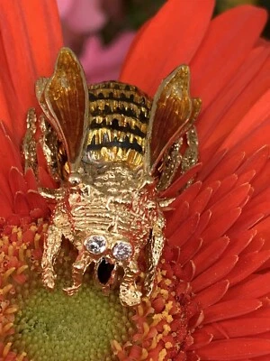 Broche prendedor Tiffany & Co oro 18K diamante esmalte abejorro .06 TCW 12,2 gramos Foto 1 de 4