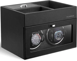 Vlando Automatic Double Watch Winder - Watch Winder Box with Jewelry Organizer - Picture 1 of 8