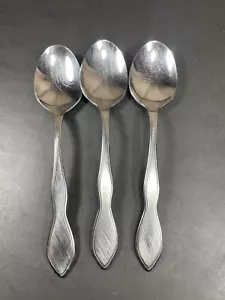 1881 Rogers Oneida Stainless TWILIGHT Burnished 3 Soup Spoons 6-7/8” - Picture 1 of 6