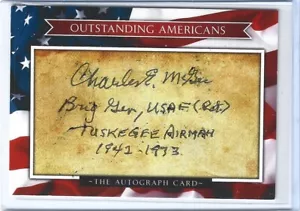 CHARLES McGEE 2020 OUSTANDING AMERIKANER AUTOGRAMM AUTO - TISKEGEE FLUGZEUG 2. WELTKRIEG - Bild 1 von 1
