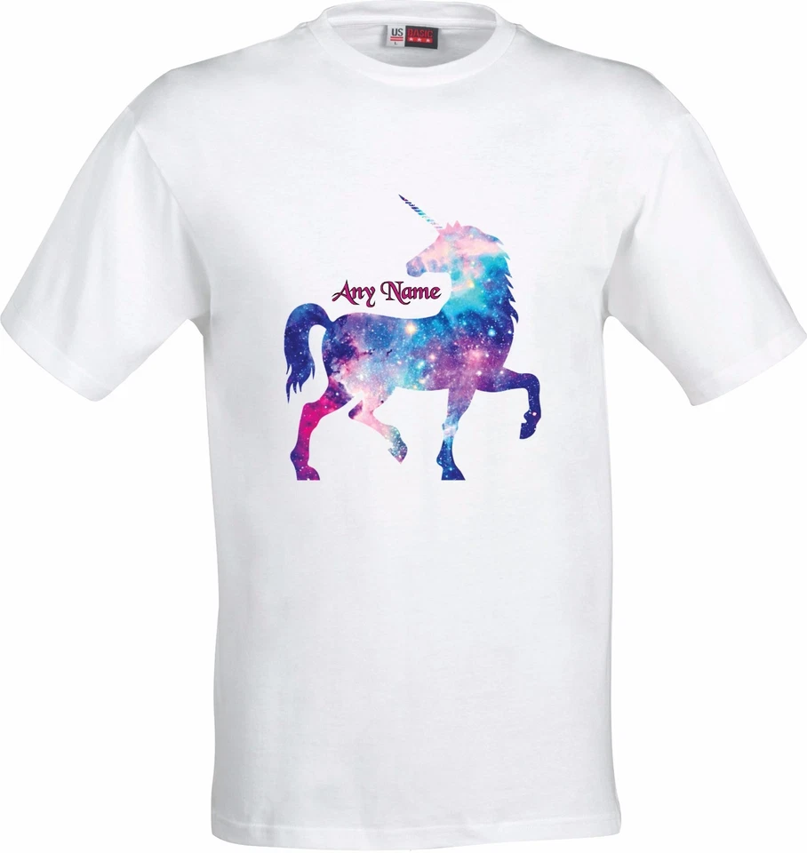 PERSONALISED  COSMIC COLOURED UNICORN FULL COLOR SUBLIMATION T SHIRT - Image 1 of 1