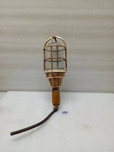 VINTAGE OCEANIC BRONZE HAND LAMP WITH WOODEN HAND - Picture 1 of 8