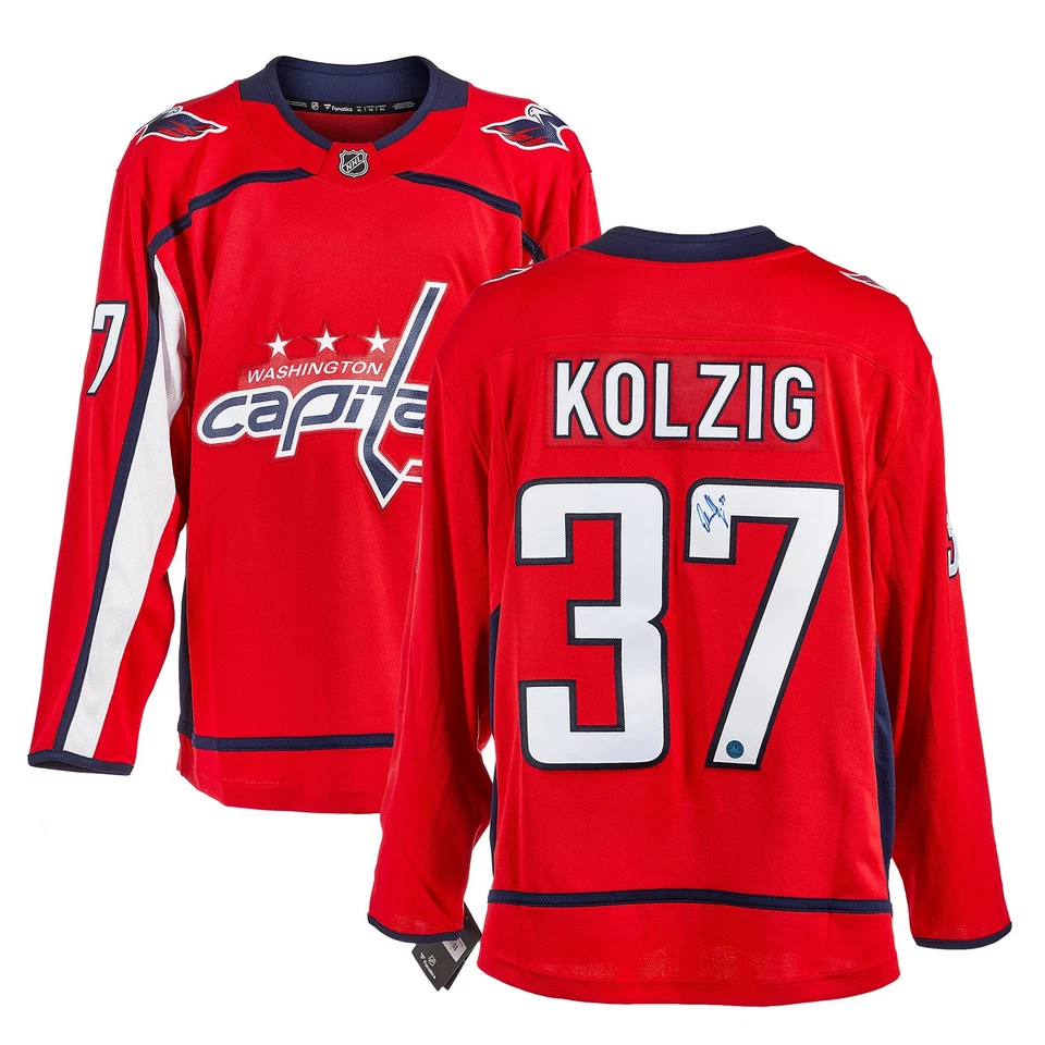 Camiseta deportiva autografiada de Olaf Kolzig de fanáticos de los Washington Capitals Foto 1 de 2