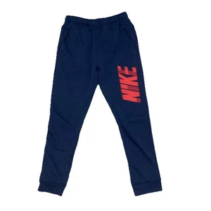 Nike Youth Kids Sweatpants Size Medium Blue Fleece Joggers W Drawstring &Pockets - Picture 1 of 9