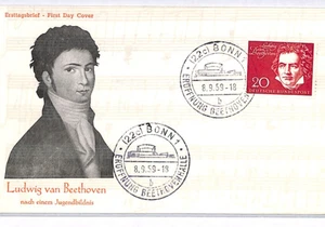 GERMANY *Beethoven* FDC 1959 First Day Cover MUSIC COMPOSERS Illustrated YQ228 - Picture 1 of 12