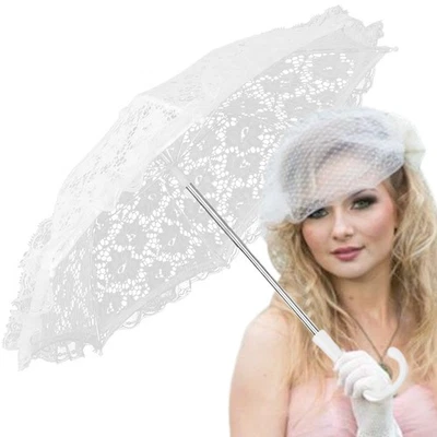 Sombrilla de encaje pequeña vintage paraguas nupcial boda fiesta fotografía accesorios Foto 1 de 4