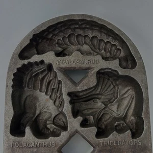 Vintage ghisa dinosauro torta teglia muffin stampo USA John Wright 1988 LEGGI - Foto 1 di 11