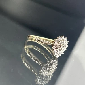 Genuine Absolutely Stunning Diamond Teardrop Cluster Set In 9k Gold - Picture 1 of 9