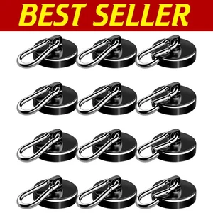 Magnetic Carabiner Hooks 12-Pack - 110LBS Strong, Easy Install Organization - Picture 1 of 8