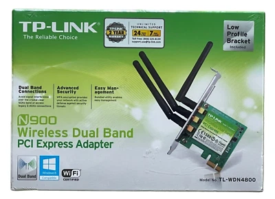 TP-LINK TL-WDN4800 N900 Wireless Dual Band PCI Express Adapter NEW SEALED 2013 - Image 1 of 4