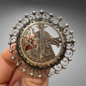 Brosche Vintage Anhänger Ägyptischer Pharao Pins für Damen Herren Schmuck Silber 800 - Bild 1 von 8