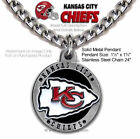 LARGE KANSAS CITY CHIEFS STAINLESS STEEL NECKLACE NFL FOOTBALL - FREE SHIP #R'