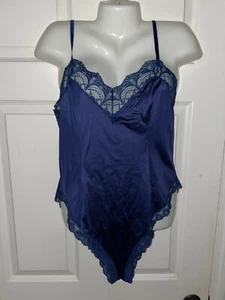 VTG WARDS SILKY ANTRON III NYLON & LACE TEDDY Blue ROMPER BODYSUIT sz 34 - Bild 1 von 10