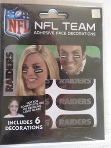 Paquete de 6 decoraciones faciales de vinilo del equipo de fútbol americano de la NFL de los Vegas Raiders negro - Imagen 1 de 5