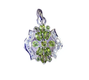 cute Peridot 925 Sterling Silver Green Pendant genuine gemstones US gift - Picture 1 of 2