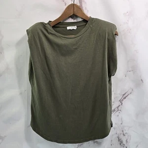 Camiseta Good American Mujer 2 Mediana Verde Ejército Corto Crew Almohadillas para el Hombro Músculo - Imagen 1 de 7