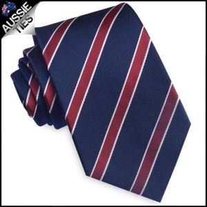 Midnight Blue Scarlet and White Stripes Mens Tie - Picture 1 of 1