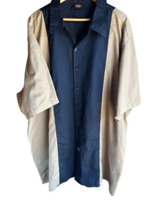 Dickies Men's Button Up Shirt Short Sleeve Blue/Beige Size 4XL - Imagen 1 de 3
