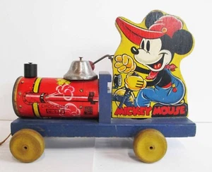 Vintage Disney Fisher Price Mickey Mouse Choo Choo 1938 No. 432 Pull Toy - Picture 1 of 17