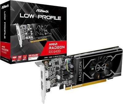 ASRock AMD Radeon RX 6400 Low Profile 4GB Graphics Card GDDR6 RX6400 LP 4G [NEW] - Image 1 of 4