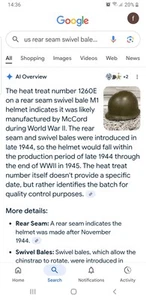 ww2 American m1 helmet,rear seam swivel bale macord,lot number 1260E.,1944,45. - Picture 1 of 20