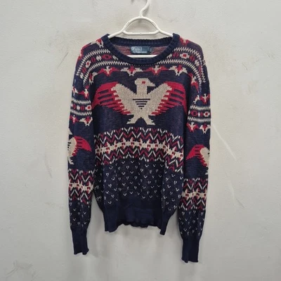Polo Ralph Lauren Cowichan Aztec Eagle Western Linen Blend Jumper Size Small - Image 1 of 4
