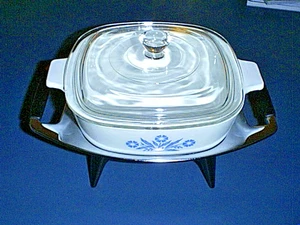 Plato para hornear Corning Ware 1 qt P-1-B y tapa de vidrio y base de calentamiento AZUL ACIANO - Imagen 1 de 6