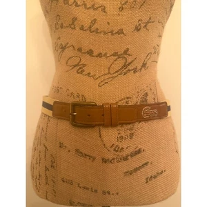 Lacoste Vintage Leather Stretch Belt With Stripe Size 34/85 - Picture 1 of 4