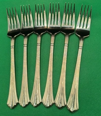 Juego de 6 tenedores de cena Estia DORIAN patrón acero inoxidable 7 3/8" Corea Foto 1 de 4
