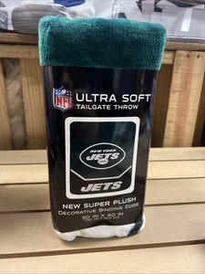 New York Jets Super Soft Plush Tailgate Throw Blanket NFL 50'' x 60'' Green -New - Picture 1 of 3