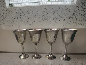 Vintage F.B Rogers silver plated mini goblets cordial shot glasses Italy Set 4 - Picture 1 of 6