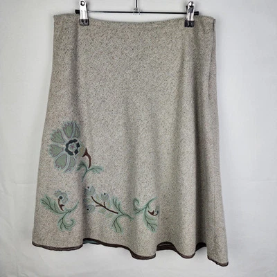 J. Jill Silk & Wool Floral Embroidered Skirt Side Zip Lined Size 10 Cottagecore - Image 1 of 4