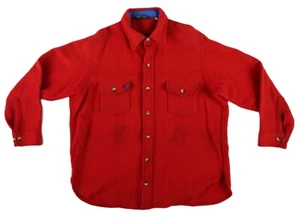 VTG LANDS’ END Men’s XL Red Wool Button Up Shirt Jacket “Shacket” - Picture 1 of 7