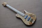 Natural Wood Burl Integrated Neck Pierced 5-string Electric Bass Guitar