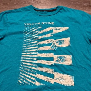 Volcom Shirt Mens Medium Blue Graphic Tee Crewneck Vintage Tee Cotton Surf Skate - Picture 1 of 8
