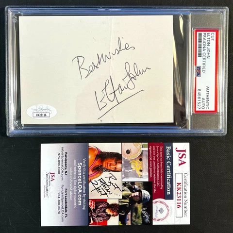 🔥🔥 VINTAGE ELTON JOHN SIGNED AUTOGRAPHED 5X6 ALBUM PAGE SLABBED PSA & JSA COA Cover