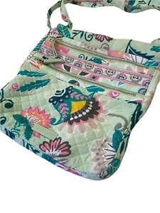 Vera Bradley Bandolera Cartera Verde Menta Acolchada Floral Cremalleras Ajustable - Imagen 1 de 11
