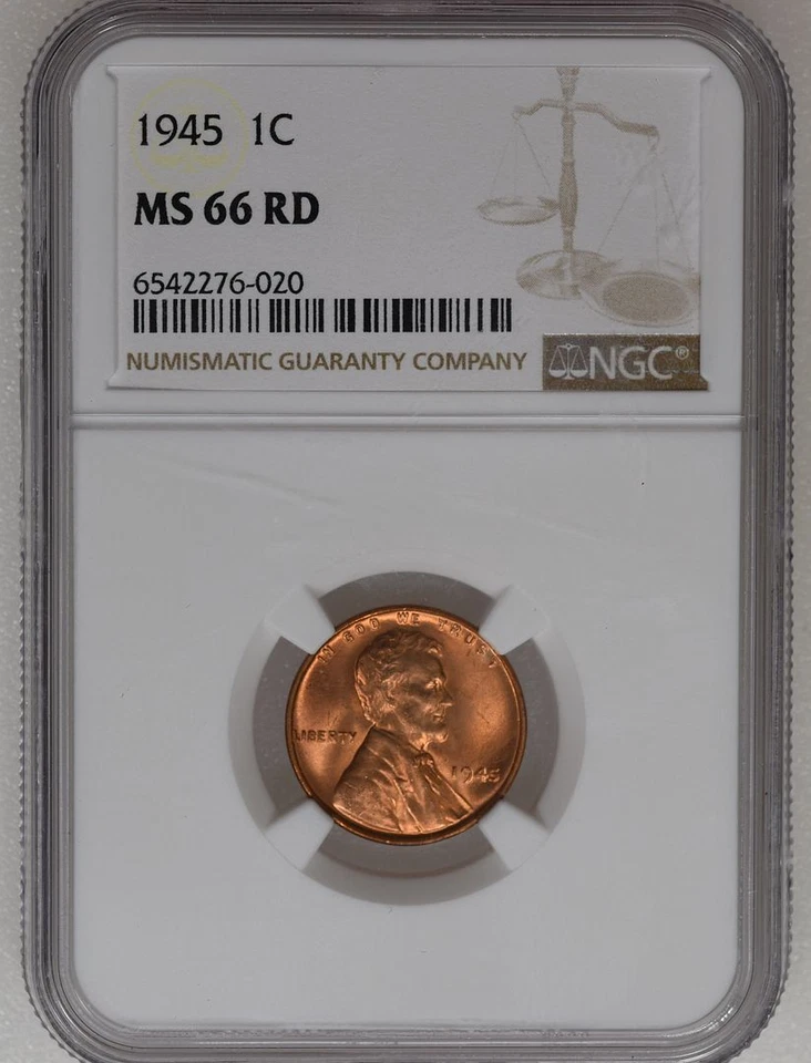1945 Lincoln Wheat Cent MS 66 RD NGC - Image 1 of 3